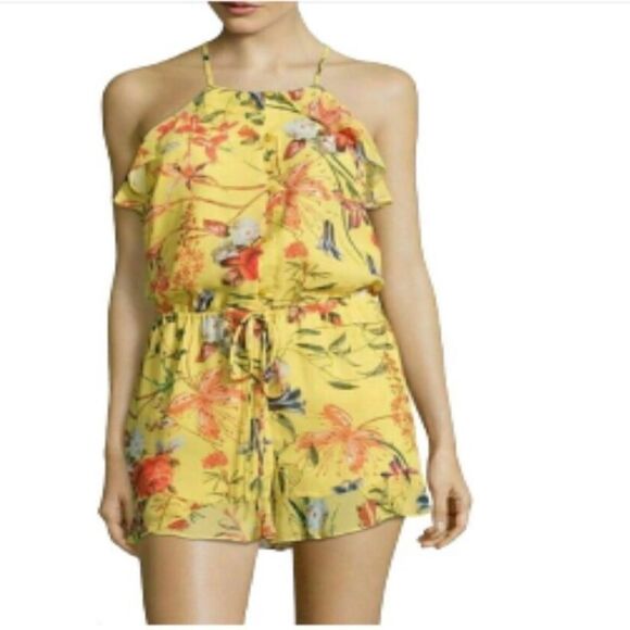 Belle+Sky Petite Havana Dream Yellow Floral Romper - Picture 1 of 10
